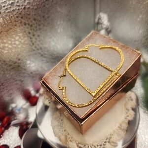 Elegant 18KT Gold Over 925 Sterling Silver Textured Heart Shaped Earrings